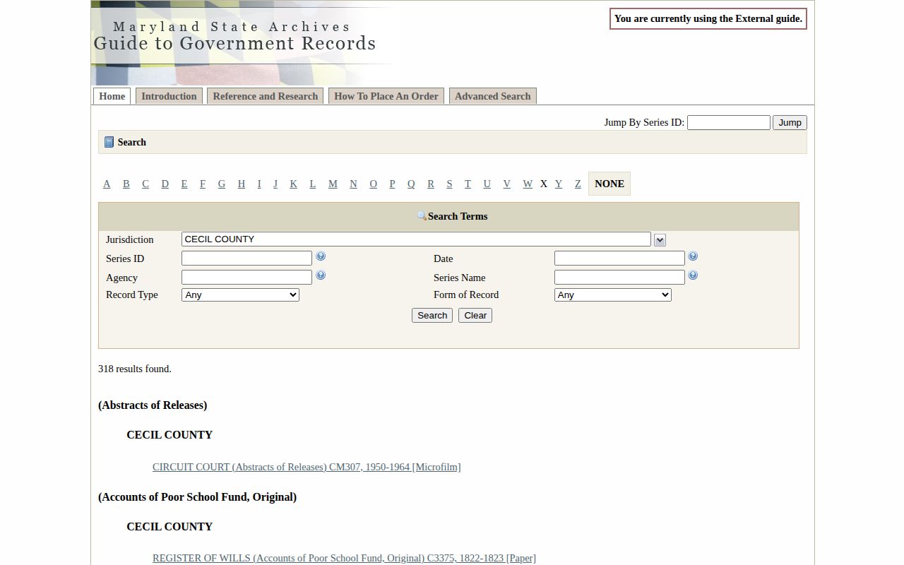 Maryland State Archives Cecil County guide