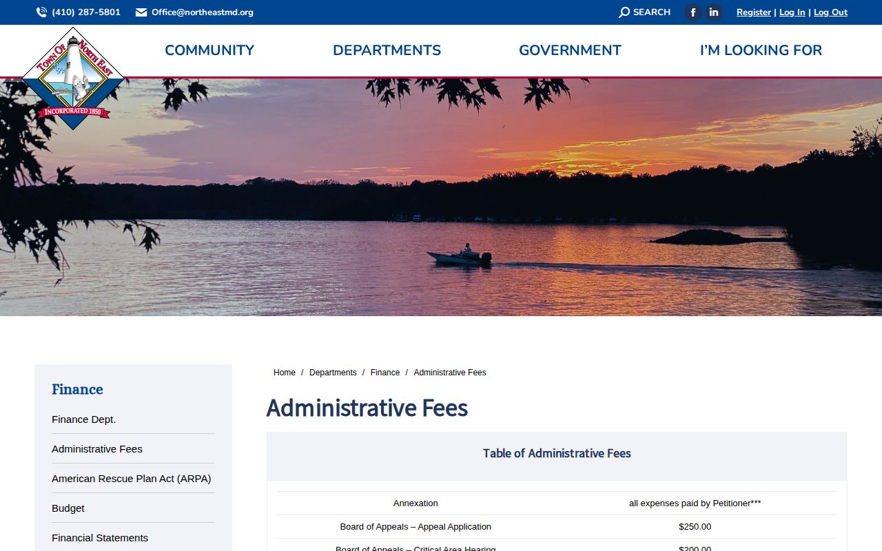 North East Maryland official police record administrative fees
